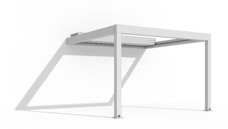 Wall-attached pergola on two columns